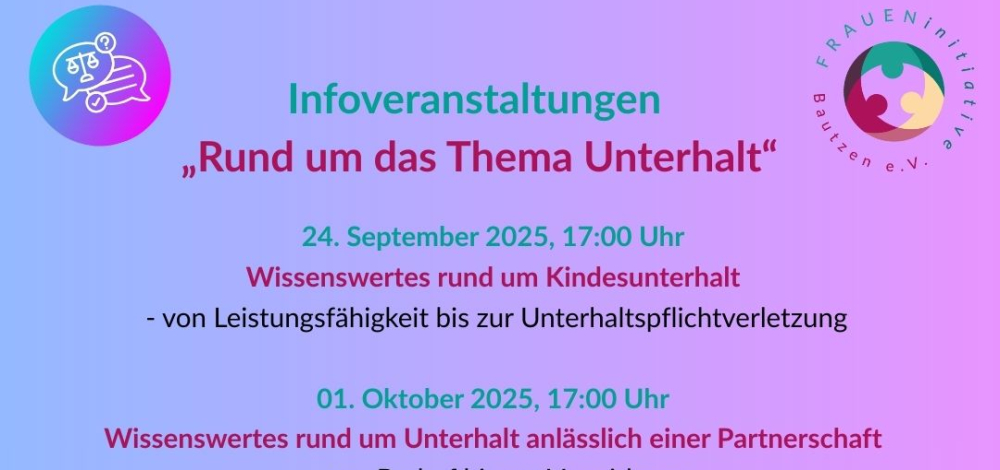 Infoveranstaltungen  „Rund um das Thema Unterhalt“
