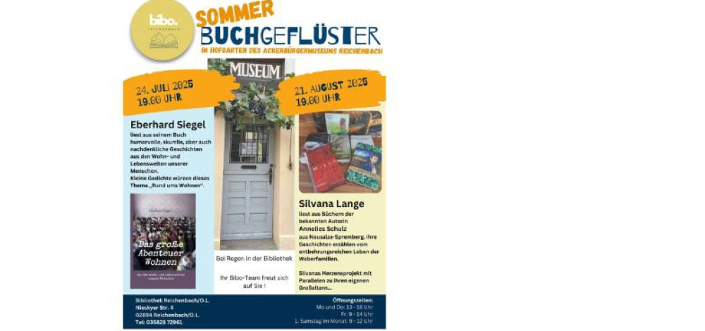 Sommer- Buchgeflüster im Hofgarten des Ackerbürgermuseums