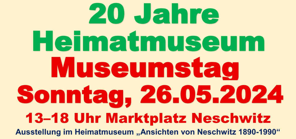 17. Museumstag, Handwerkermarkt & Oldtimertreffen am 26.05.2024 13-18 Uhr in Neschwitz