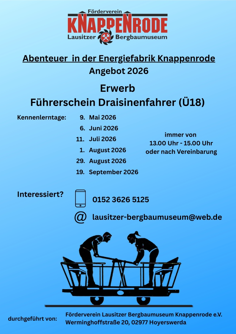 Erlebnis Draisinenfahrt in der Energiefabrik – Draisinenfahrer/-innen gesucht