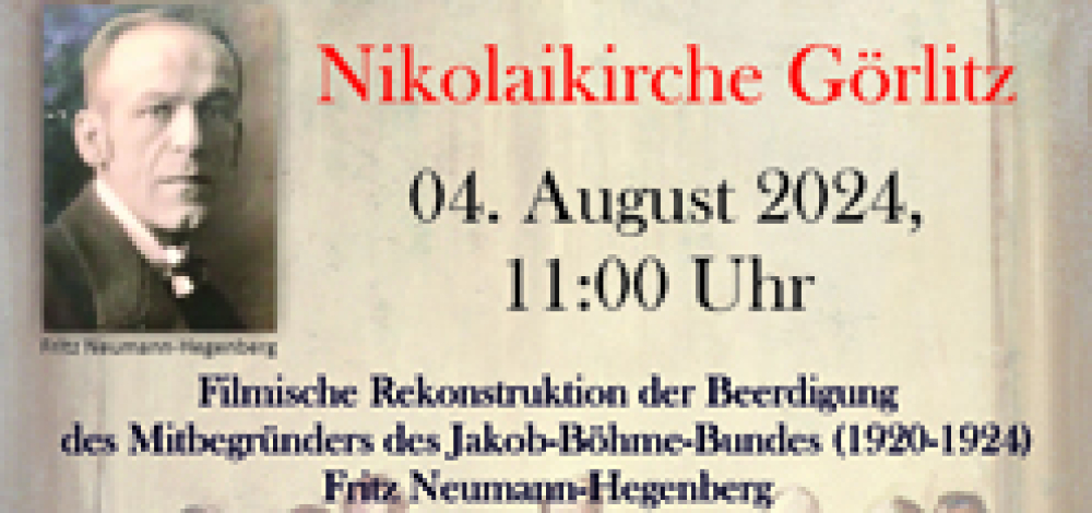 Filmische Rekonstruktion der Beerdigung des Mitbegründers des Jakob-Böhme-Bundes (1920-1924)  Fritz Neumann-Hegenberg