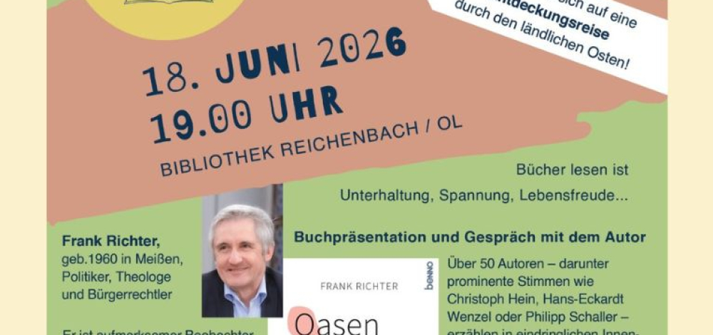 Buchgeflüster Juni: "Oasen im Osten" - mit Frank Richter