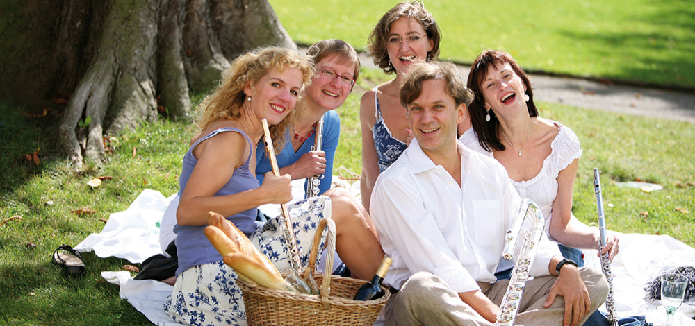 Wandelkonzert mit dem Leipziger Querflötenensemble Quintessenz