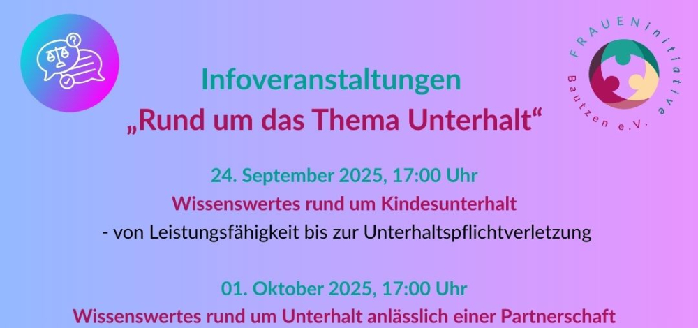 Infoveranstaltungen  „Rund um das Thema Unterhalt“