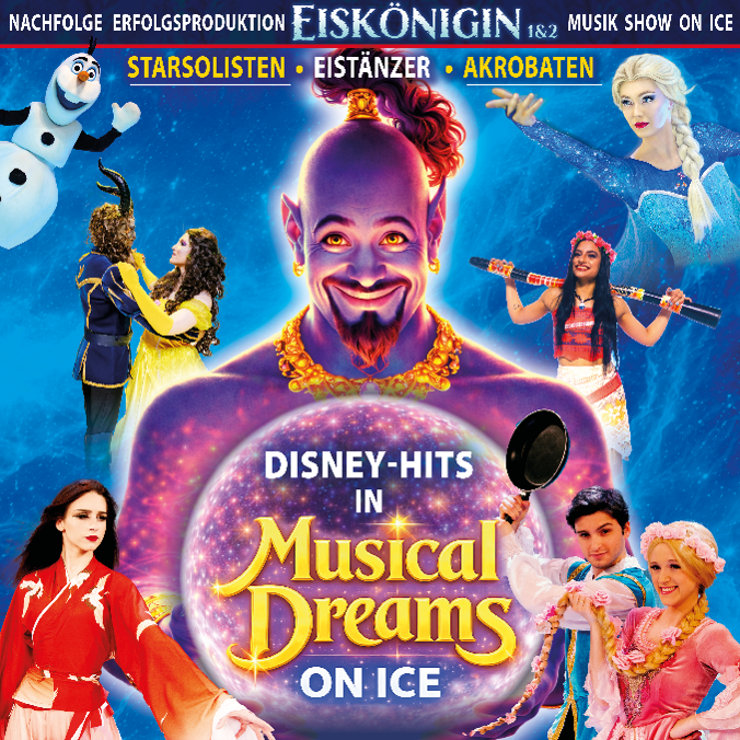 Disney-Hits in Musical Dreams on Ice mit Starsolisten, Eistänzern und Akrobaten