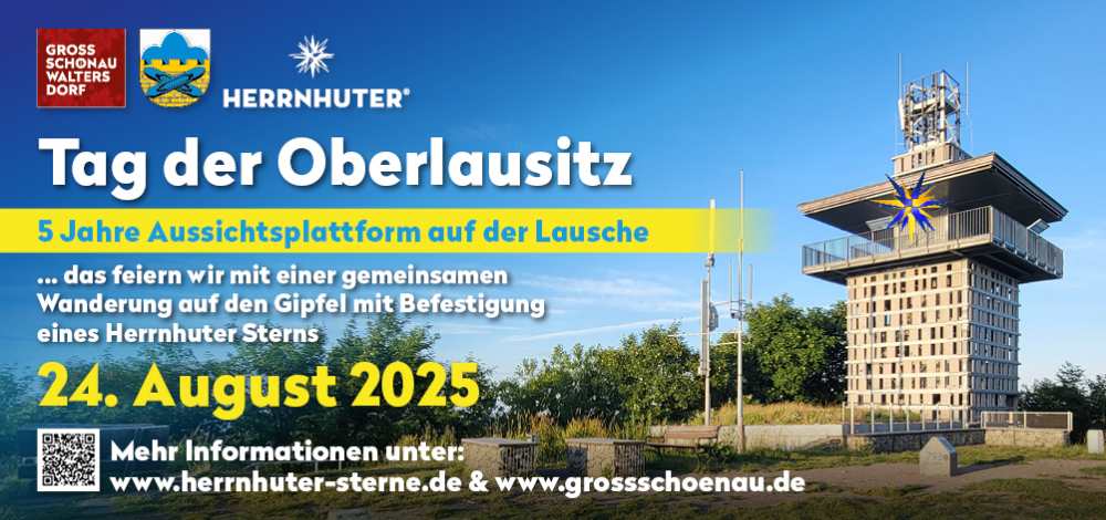 Tag der Oberlausitz und 5 Jahre Aussichtsplattform auf der Lausche: eine gemeinsame Wanderung auf den Gipfel mit Befestigung eines Herrnhuter Sterns