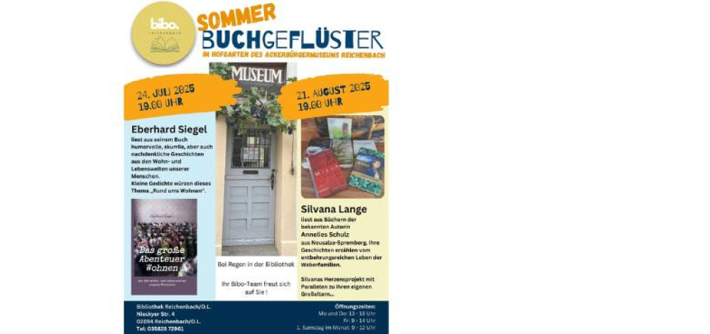 Sommer- Buchgeflüster im Hofgarten des Ackerbürgermuseums