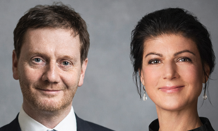 Keule 65: Sahra Wagenknecht und Michael Kretschmer im Gespräch - Meinungen müssen auf den Tisch, sagen beide. Die Keule stellt diesen Tisch auf die 