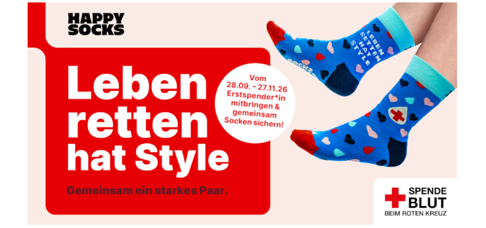 Zu zweit Blut spenden und HAPPY SOCKS erhalten