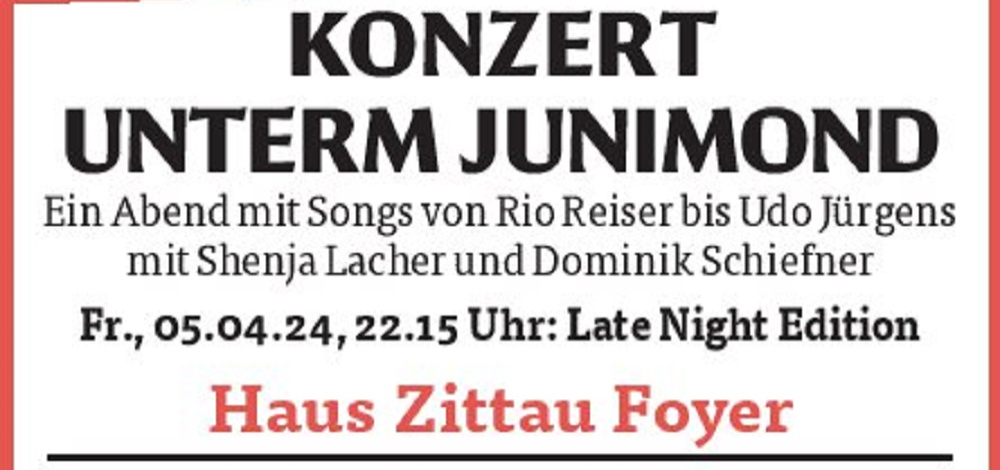 Unterm Junimond - Ein Abend mit Songs von Rio Reiser bis Udo Jürgens ...