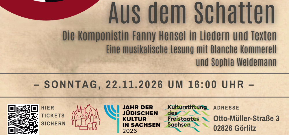 Aus dem Schatten ‒ Die Komponistin Fanny Hensel in Liedern und Texten. Eine musikalische Lesung mit Blanche Kommerell und Sophia Weidemann