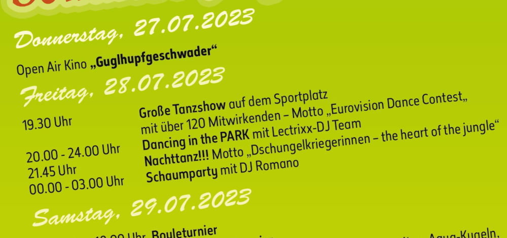 Sommer-, Sport- und Parkfest am Freitag
