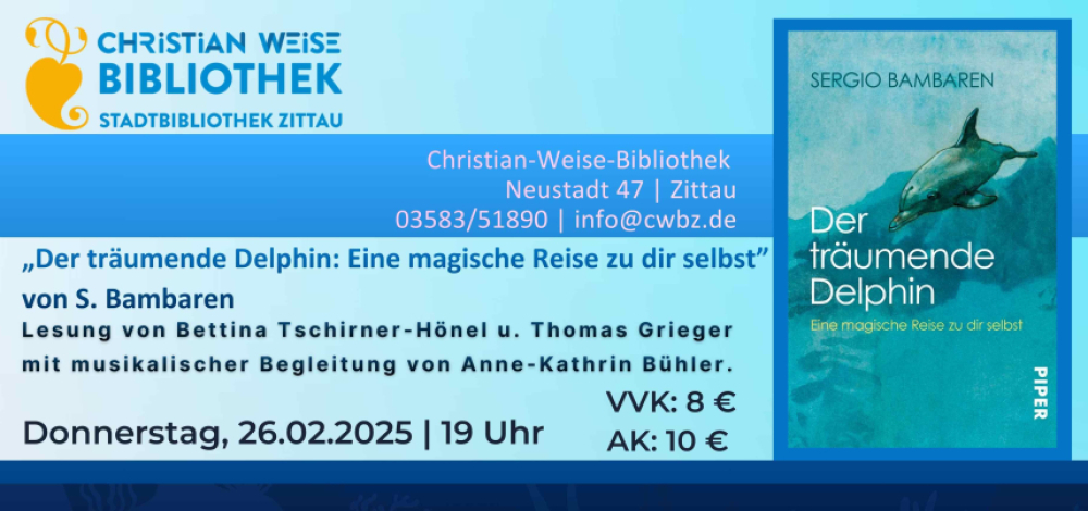 Lesung mit musikalischer Begleitung: „Der träumende Delphin“