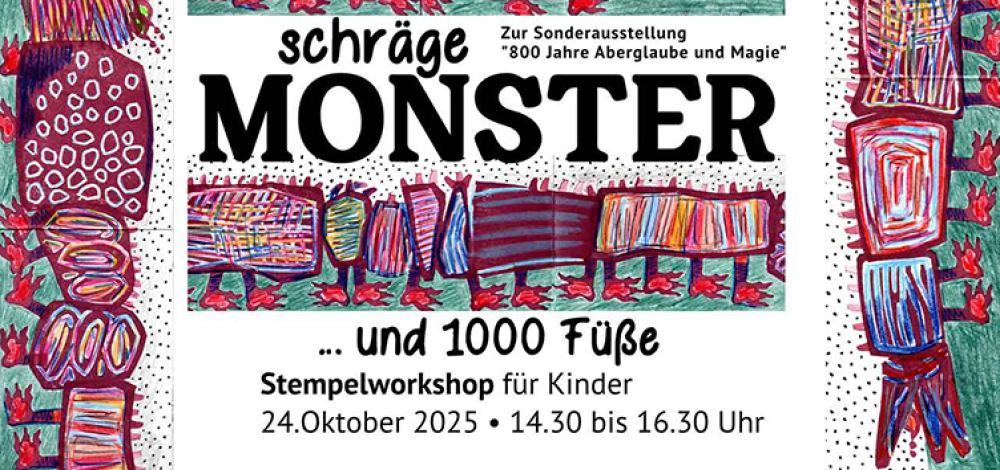 Schräge Monster und 1000 Füße - Stempelworkshop für Kinder