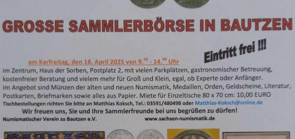 Große Sammlerbörse zu Ostern in Bautzen