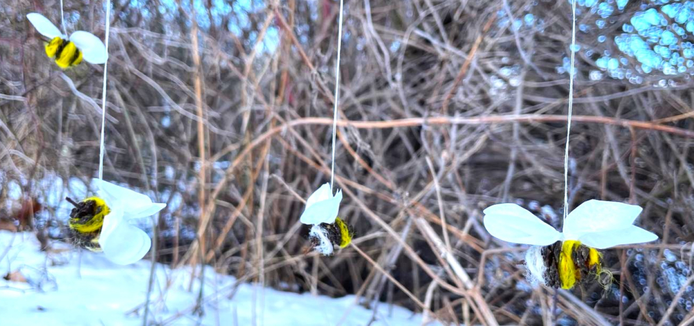 Summende Frühlingsboten aus Erlen-Zapfen