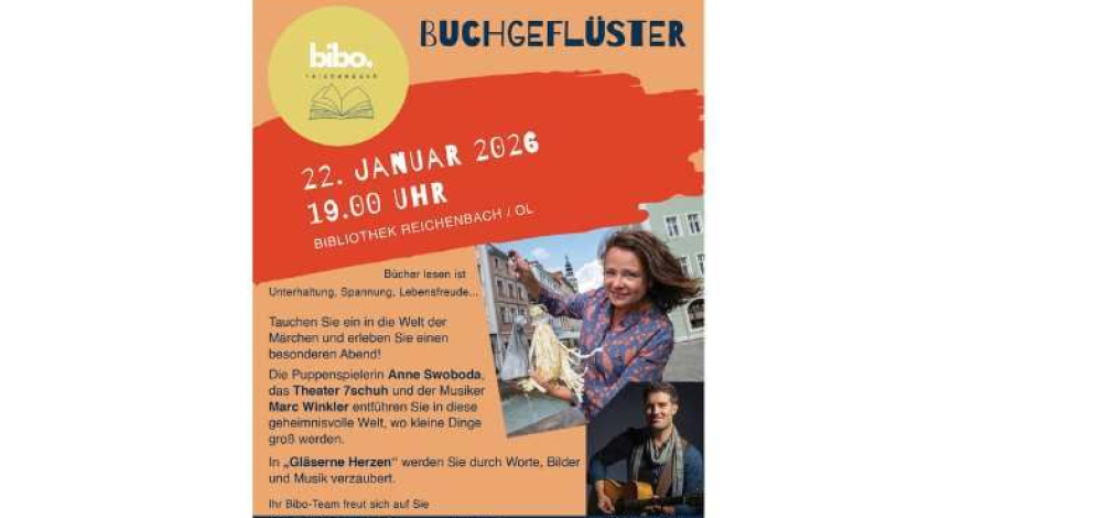 "Buchgeflüster" mit Puppenspielerin Anne Swoboda und Musiker Marc Winkler