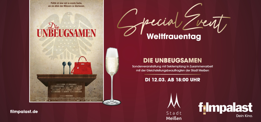 Special Event zum Weltfrauentag mit Sektempfang zu dem Film "Die Unbeugsamen"