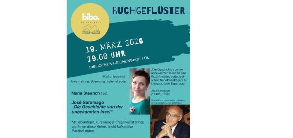 Buchgeflüster - Maria Steurich liest aus "Die Geschichte von der unbekannten Insel" (José Saramago)