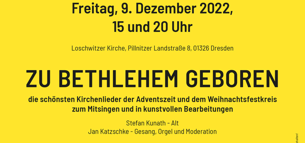 "OFFENES PALAIS unterwegs" in der Loschwitzer Kirche: Advents- und Weihnachtskonzert zum Mitsingen