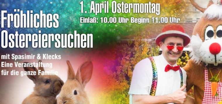 Fröhliches Ostereiersuchen mit Spaßimir & Klecks